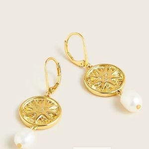 J. CREW Le Soleil Sun Pearl Gold Drop Earrings